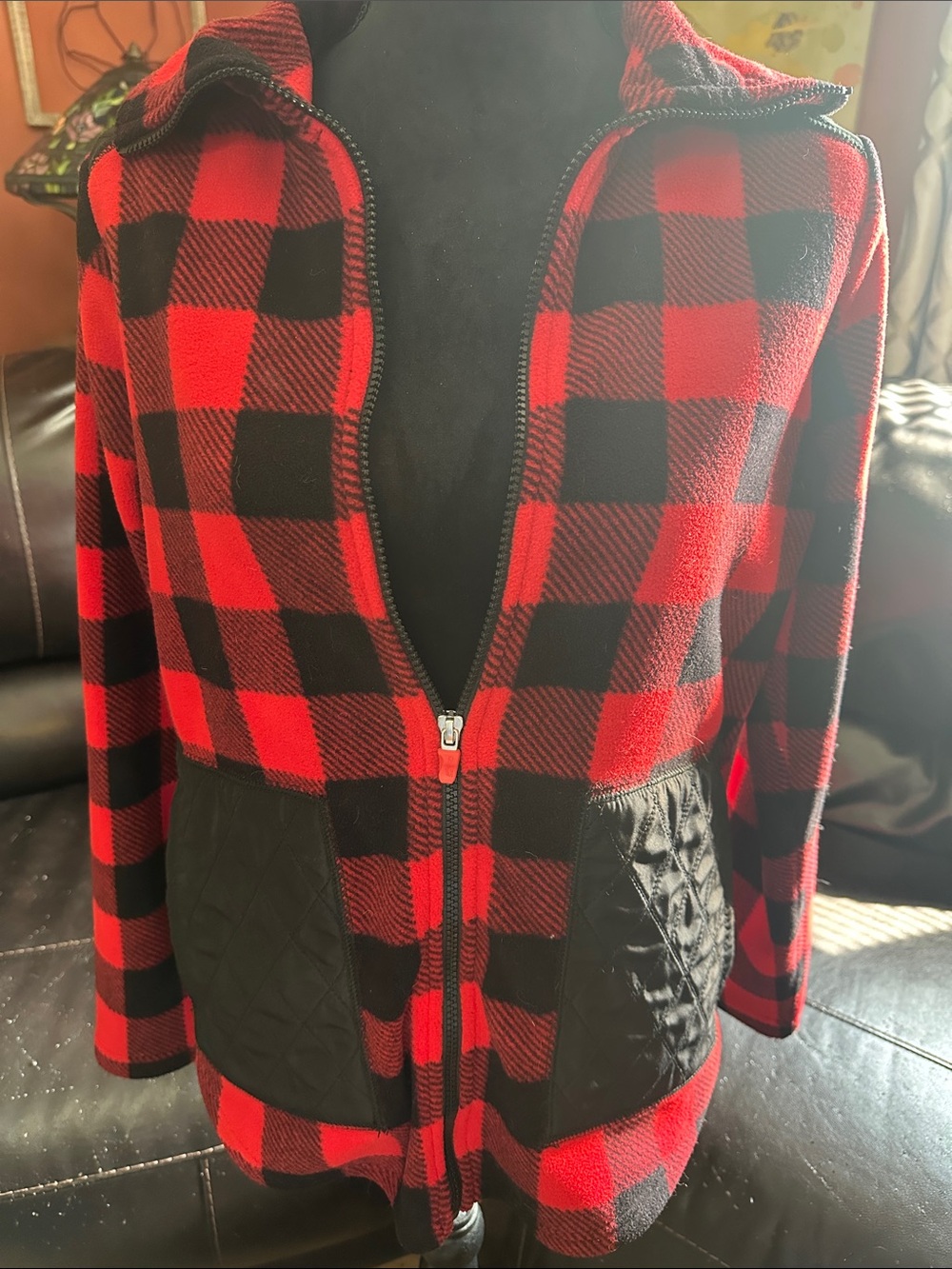 Chaps Red & Black Buffalo Plaid Utility Jacket